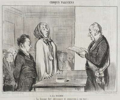 At the Town Hall by Honoré Daumier
